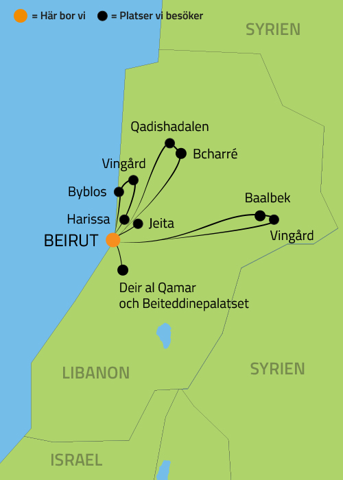 Geografisk karta över Libanon.